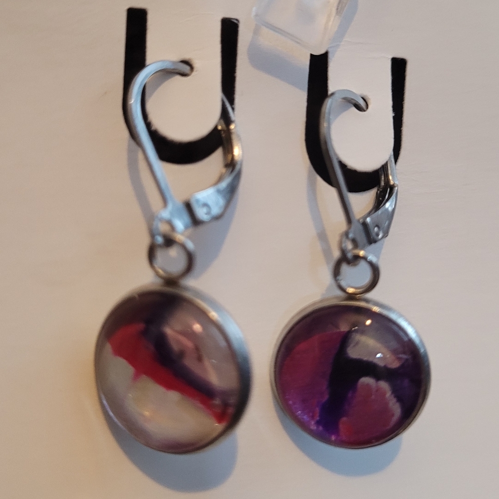 Handpainted glass earrings